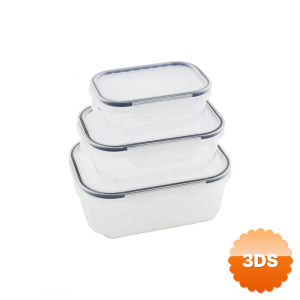 3pcs Sızdırmaz Saklama Kabı Seti Şeffaf Kap Buğulu Contalı Kapak 500 1000 1700ml