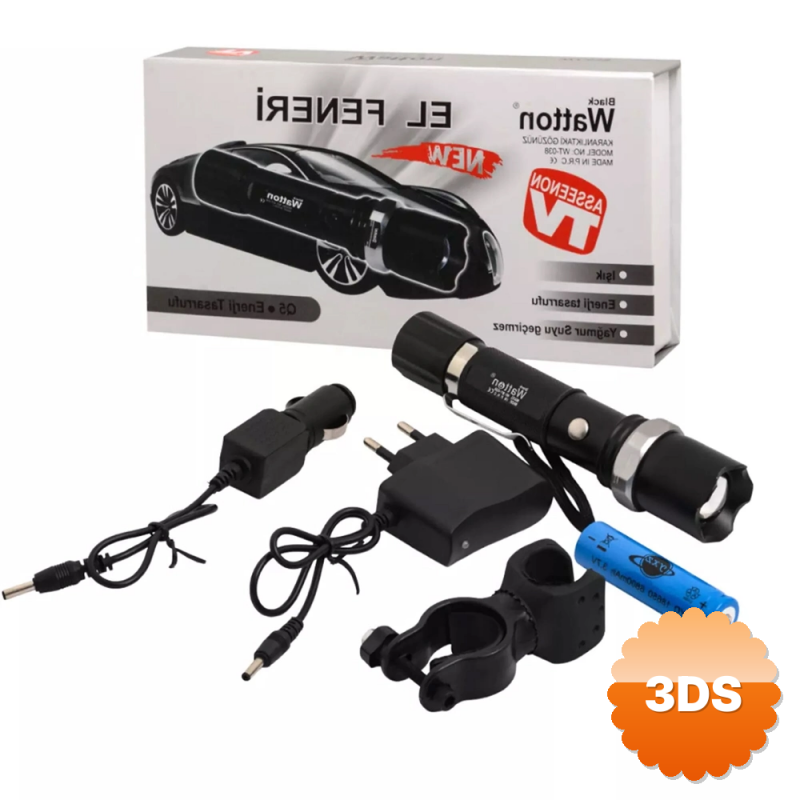 Zoomlu Şarjlı El Feneri En Uygun Fiyata Wt - 038