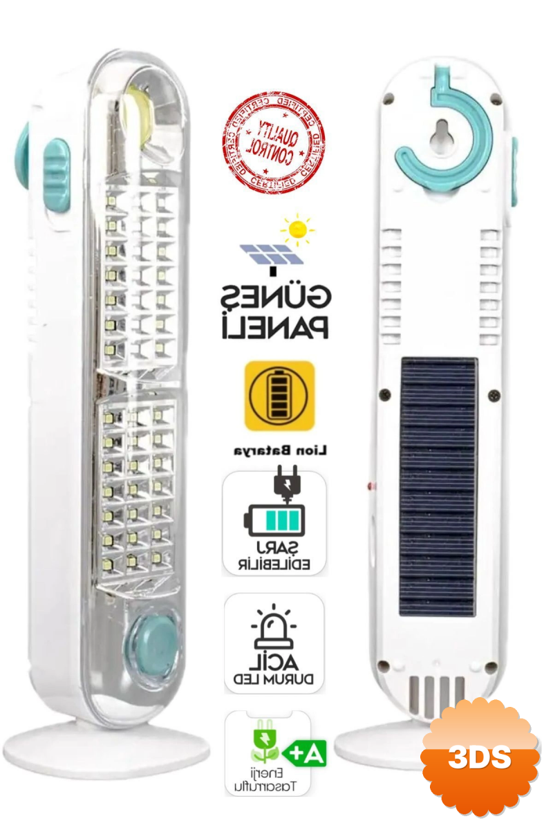 V - 005 42 Ledli+fener Solar Güneş Panelli Ultra Güçlü Ledli Şarjlı Işıldak