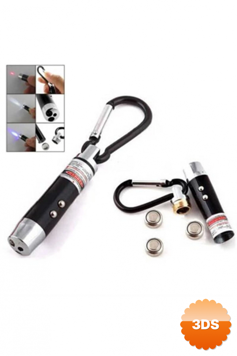 El Feneri Anahtarlık Işıklı Anahtarlık 3 Fonksyonlu Lazer Led Fener