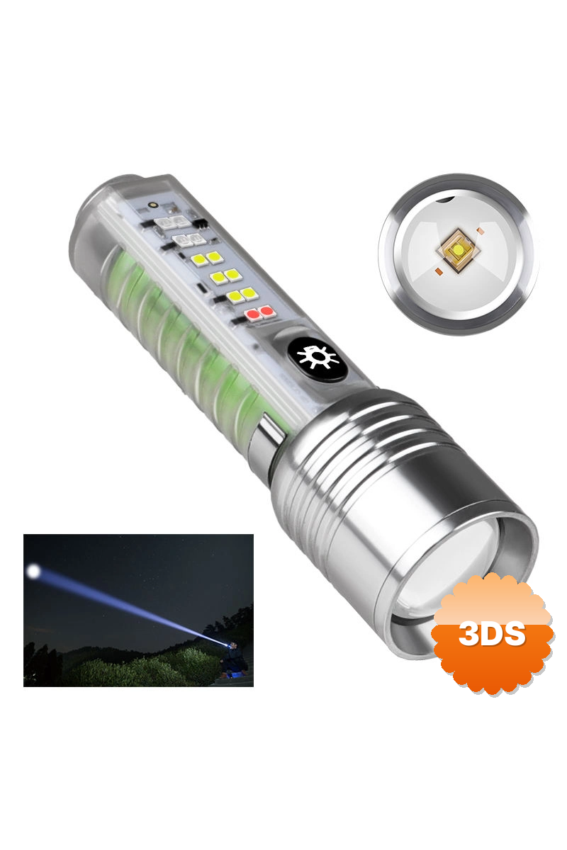Profesyonel Tg Led Güçlü 8 Modlu Type - c 1000 Lümen Polis Çakarlı Şarjlı El Feneri