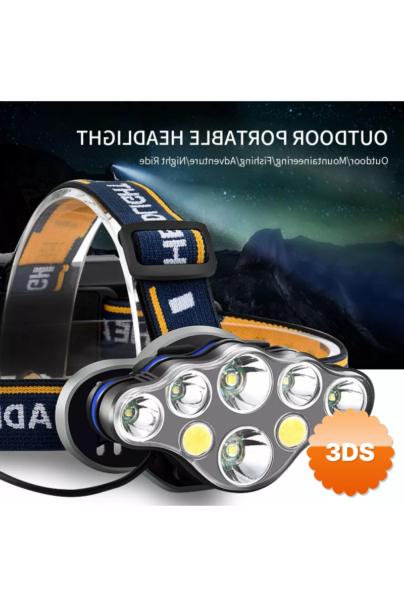 Ps - 888 Güçlü Usb Şarj Edilebilir Profesyonel 8 Modlu 6000 Lümen 8 Led Su Geçirmez Kafa Lambası