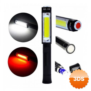 Ps - Q5 Pilli Mıknatıslı Cob Led Çalışma Tamir Kırmızı Işık El Feneri