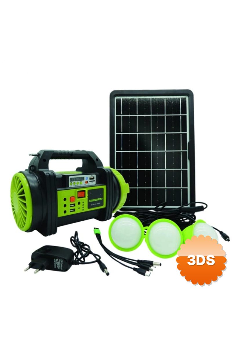 Wıson Ws - 5683 Şarjlı 30w Solar Şarjlı Ev Aydınlatma Seti Radyo Ve Fan Powebank