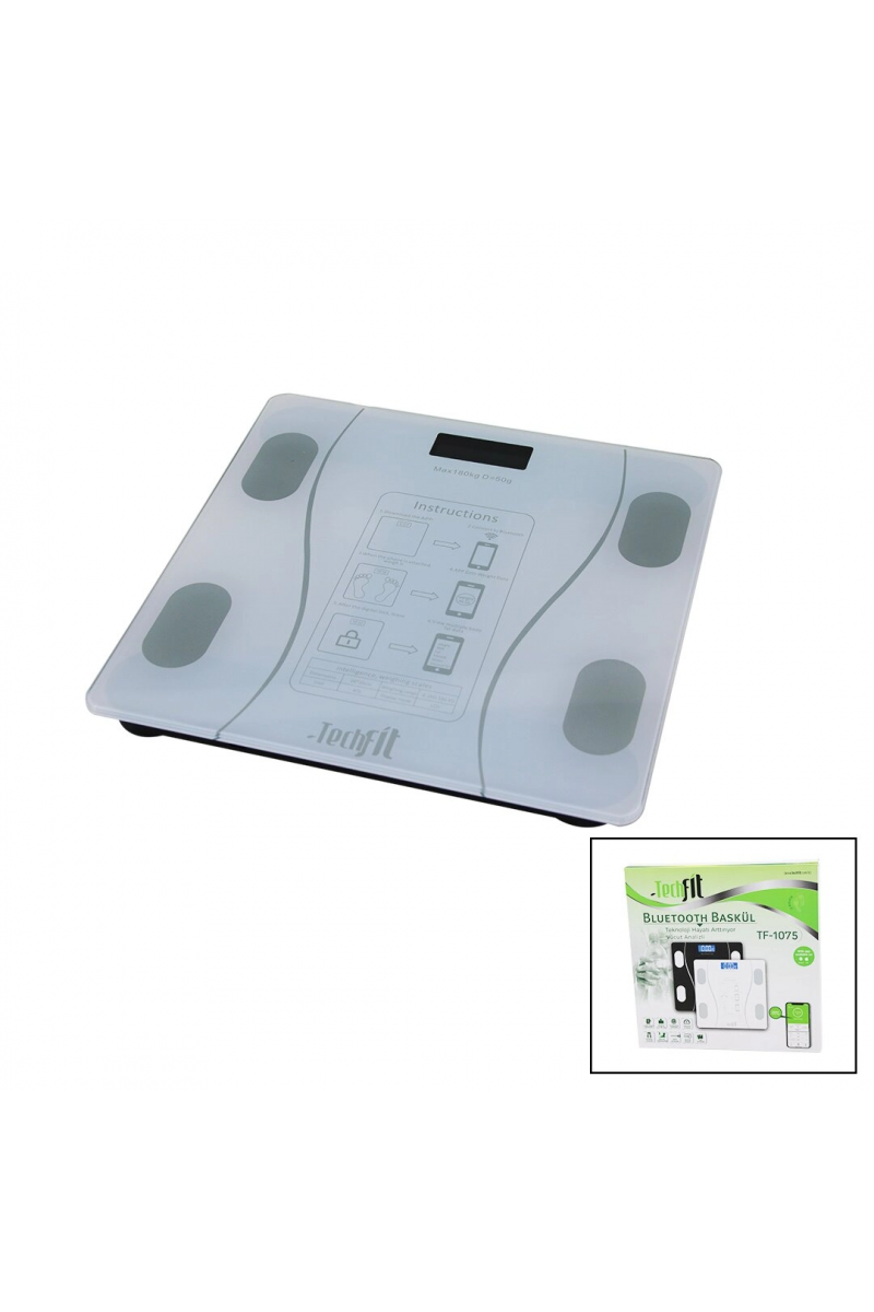 Bluetooth Vücut Analizli Dijital Baskül Terazi 180kg/50g Yağ - su - kas Oran - bmı - oda ℃ Tf - 1075