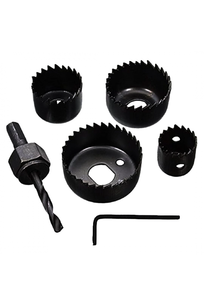 6 Parça Buat Açma Panç Seti 32 - 38 - 44 - 54mm & 3/8 Hex Anahtar Metal Ahşap Plastik Delik Açma