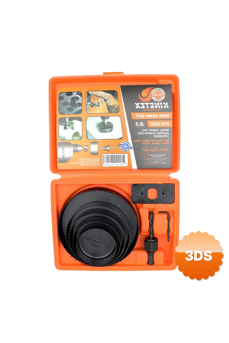 8in1 Buat Açma Panç Seti Metal - Ahşap - Pvc - Alçıpan - Pls. 64 - 73 - 89 - 102 - 127mm Ktx - 3243