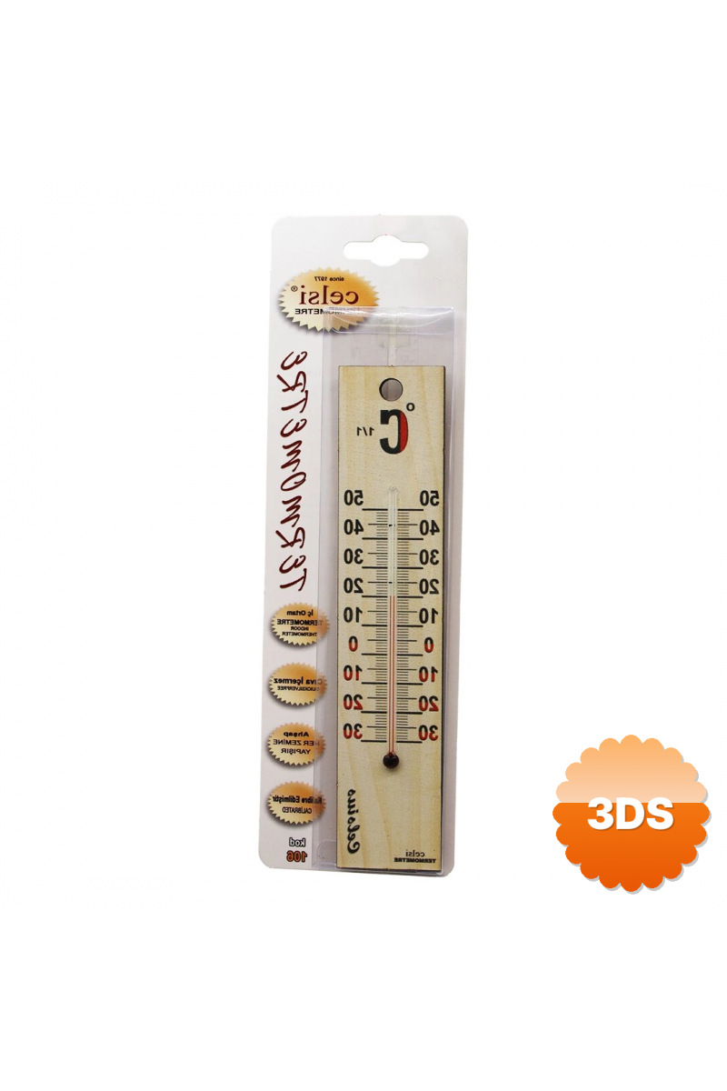 Ahşap 4 X 18.8cm Derece Oda Termometresi İç / Dış Kurşun Ve Civa İçermez
