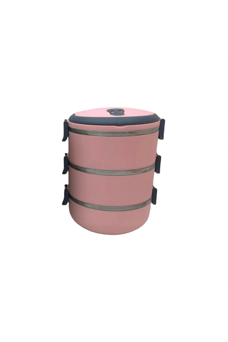 Yemek Termosu Açık Pembe 3lü Sefer Tası Saklama Kabı 1.8lt