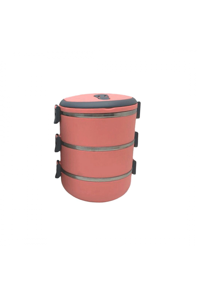 Yemek Termosu Koyu Pembe 3lü Sefer Tası Saklama Kabı 1.8lt
