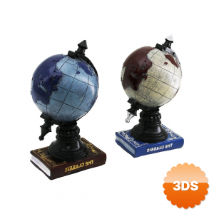 Kumbara Dünya Vintage Dekoratif Biblo Kumbara Renkli 22cm Reçine