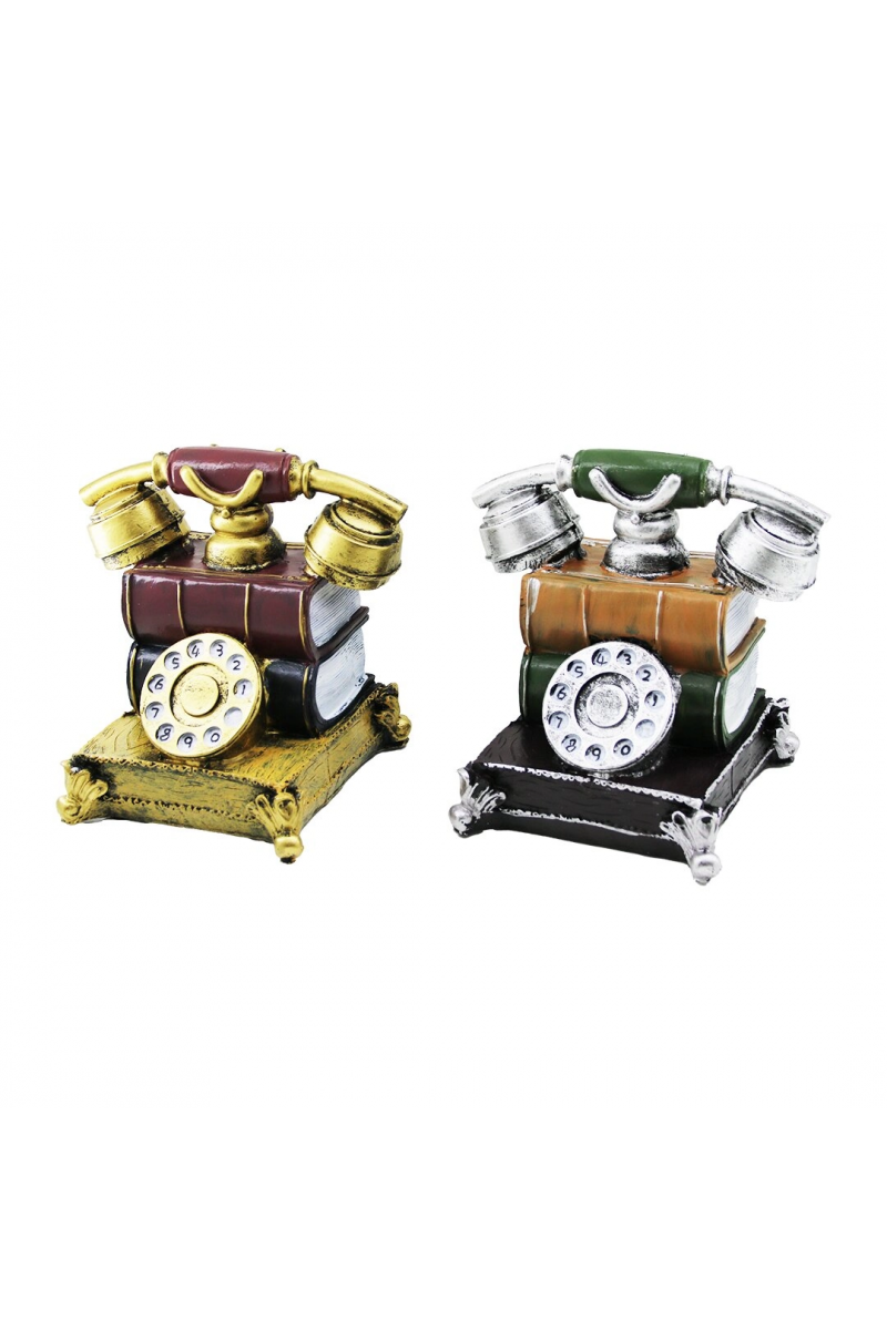 Kumbara Ankesörlü Telefon Vintage Dekoratif Biblo Kumbara Renkli 15.5x15.5x10cm Reçine