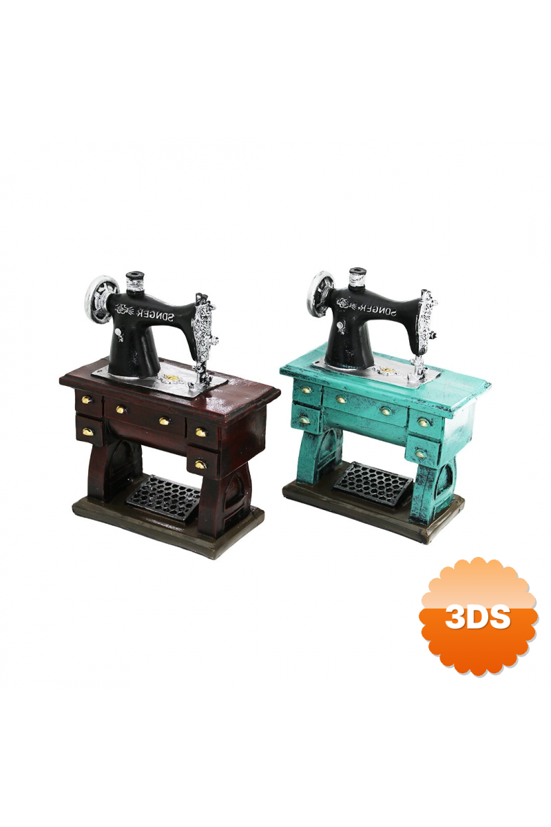 Kumbara Dikiş Makinesi Vintage Dekoratif Biblo Kumbara Renkli 20x15x8.5cm Reçine