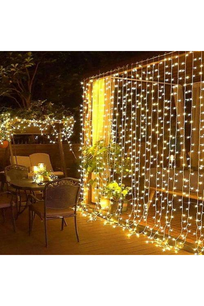 3x3m Premium Perde Led - 8 Fonksiyonlu, Su Geçirmez İç Dış Mekan Teras Dekor Işıkları