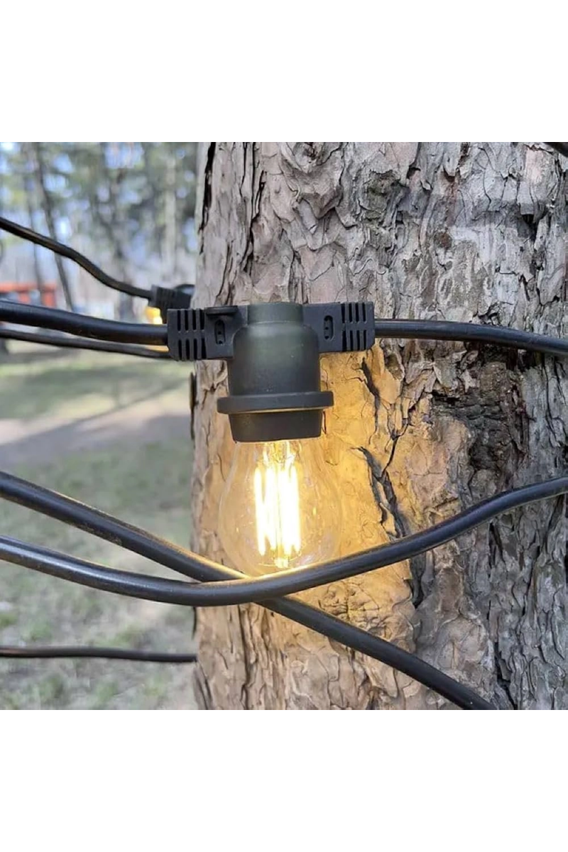 5 Metre Sabit Yanan Modlu 10 Ampul Parti Organizasyon Iç & Dış Mekan 2700k Led Aydınlatma Uzatma Fişli