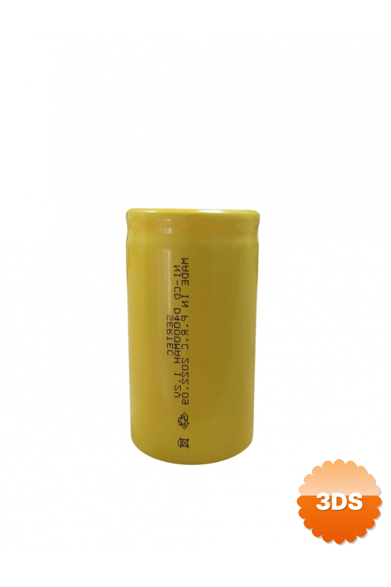 Sertec - 1.2v 4000 Mah - D Büyük Boy - Ni - cd Şarjlı Pil - (başsız / Flat Head)