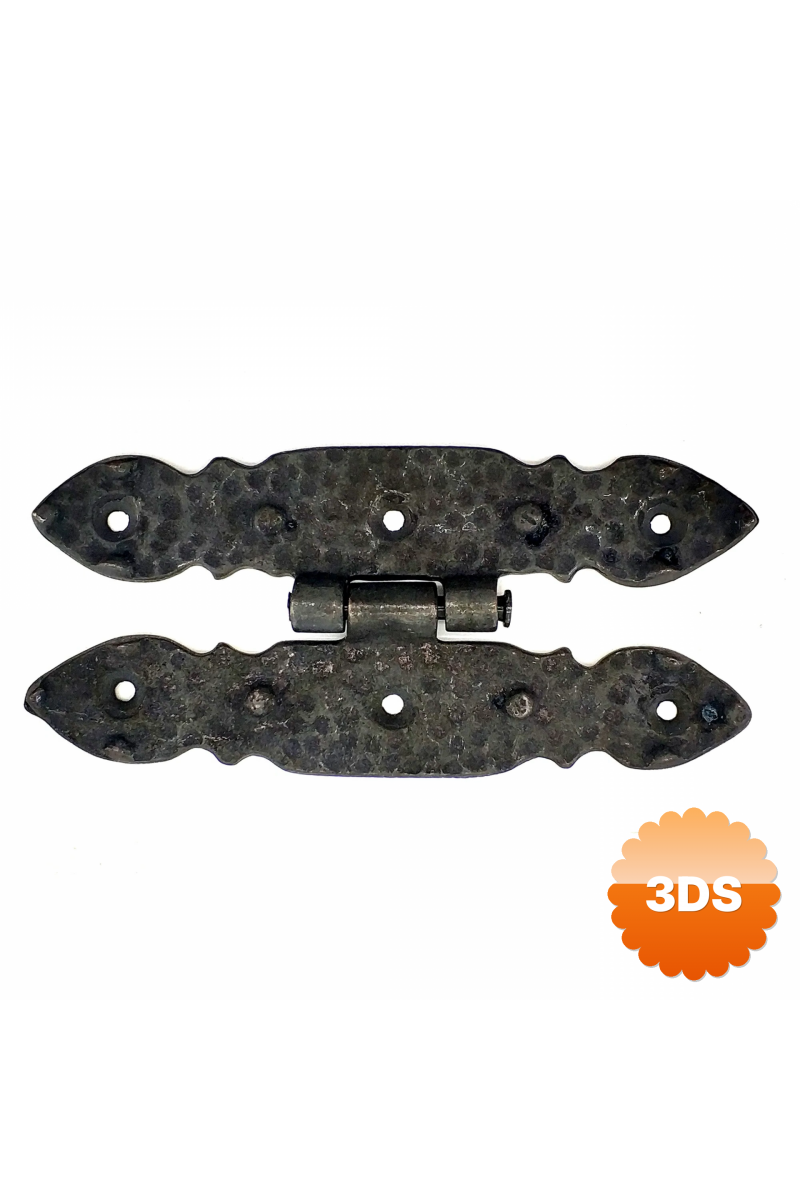 Antika Tarz Dekoratif Pirinç Düğmeli Menteşe - 142x69 Mm, Oksit
