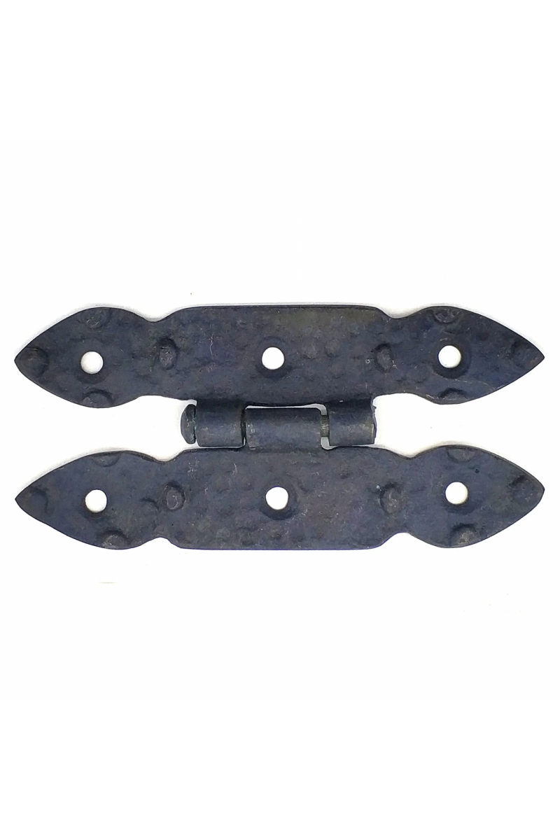 Antika Tarz Dekoratif Pirinç Düğmeli Menteşe - 117x57 Mm, Oksit