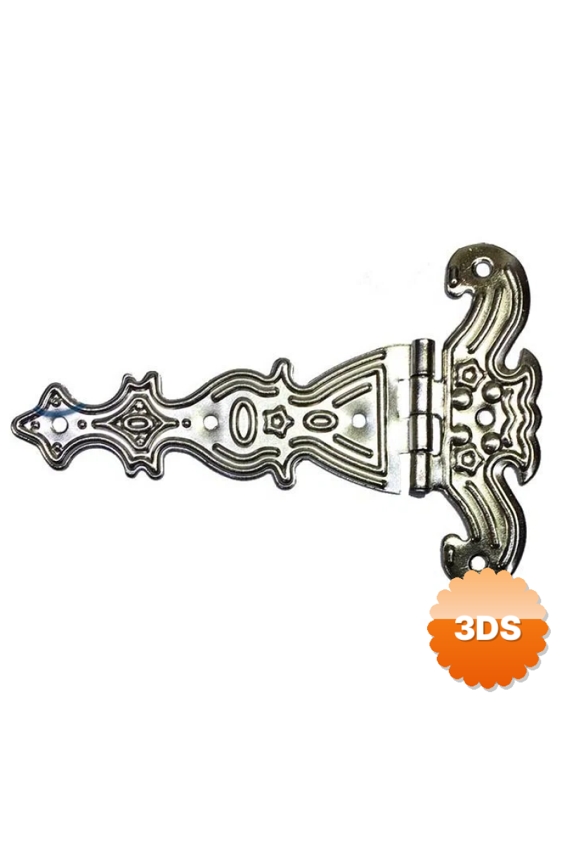 Dekoratif, Sac Tek Kuyruklu Menteşe - 69x102 Mm, Büyük, Nikel, 100 Adet