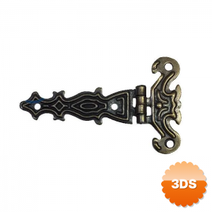Dekoratif, Sac Tek Kuyruklu Menteşe - 40x68 Mm, Küçük, Antik, 1 Adet