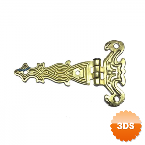 Dekoratif, Sac Tek Kuyruklu Menteşe - 40x68 Mm, Küçük, Sarı, 1 Adet