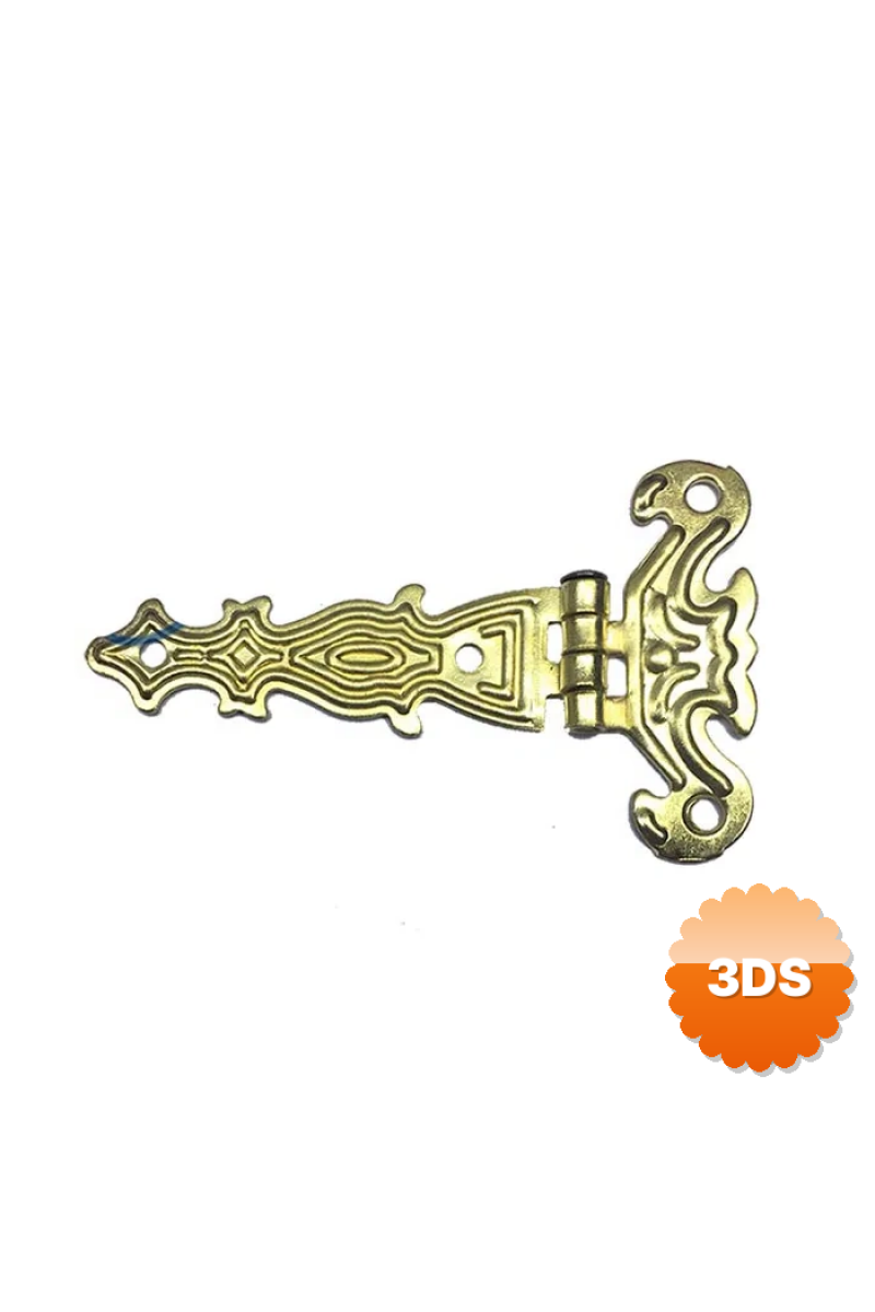 Dekoratif, Sac Tek Kuyruklu Menteşe - 40x68 Mm, Küçük, Sarı, 1 Adet