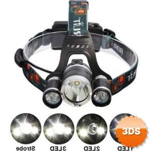 Boruit T6 Kafa Feneri 5000 Lumens 3xcree Xm - t6+2r5 Lamba Led Kamp Lambası