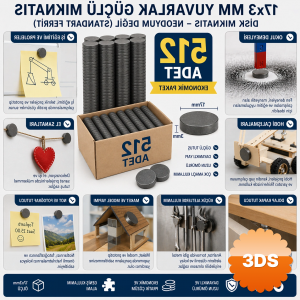 512 Adet Mıknatıs 17x3 Mm Yuvarlak Güçlü Mıknatıs Disk Mıknatıs