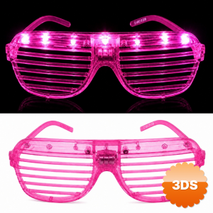 Led Işıklı Panjur Parti Gözlüğü Pembe Renk Shutter Gözlük