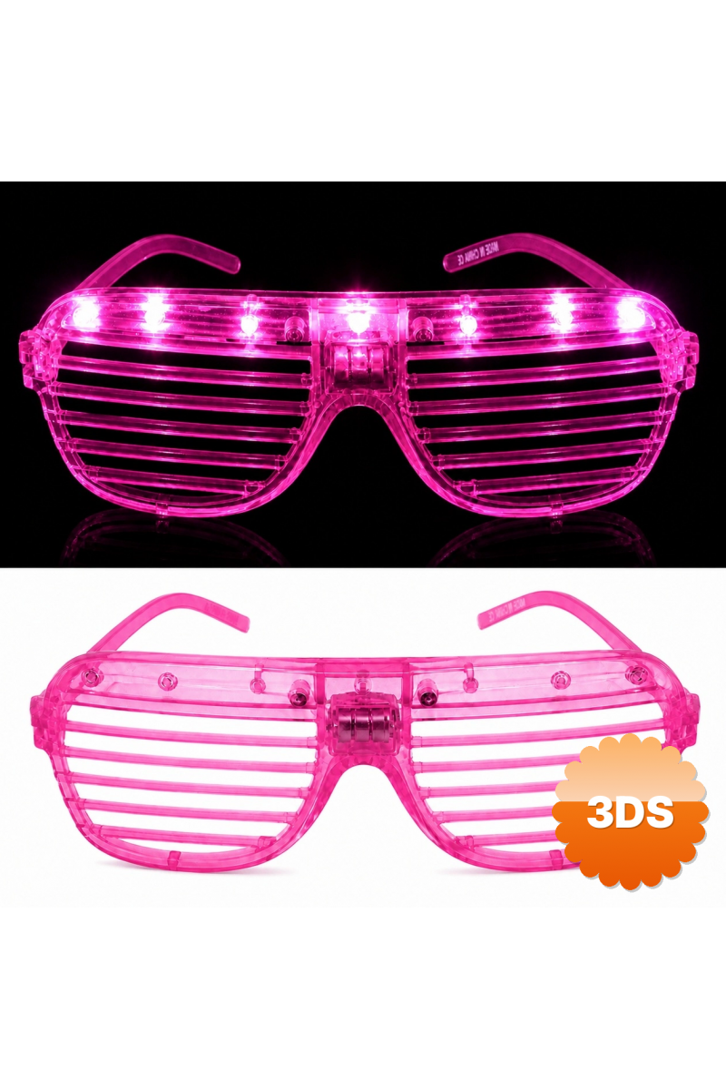Led Işıklı Panjur Parti Gözlüğü Pembe Renk Shutter Gözlük