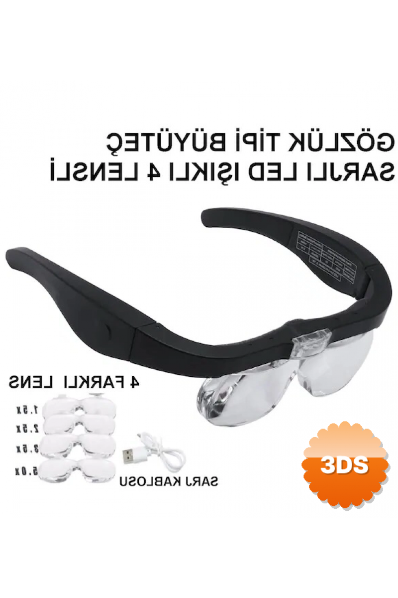 Şarjlı Gözlük Büyüteç 4 Farklı Lens - 11537dc