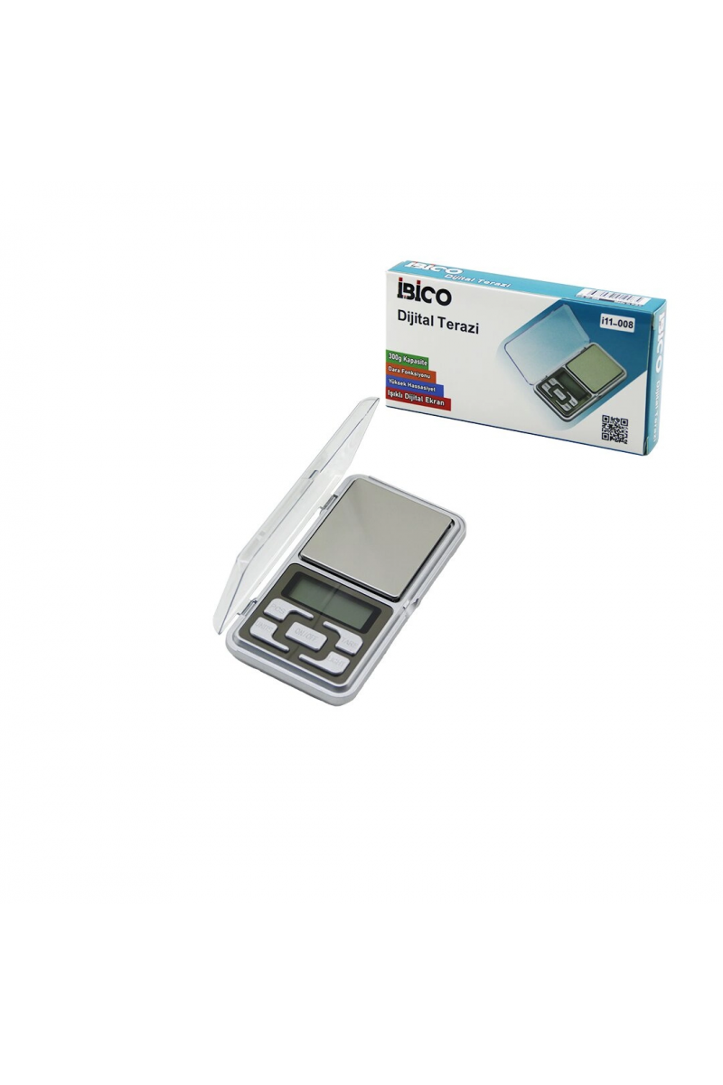 Mini=6x12cm Hassas Tartı - Terazi 300gr/0.01gr Şeffaf Pls.kapaklı - Pilli= 2pcs İnce