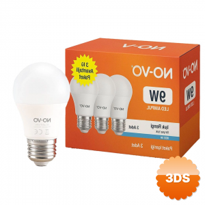 No - vo 3lü Avantaj Paket 9w Beyaz Led Ampul E27 806lm 6500k 15.000 Saat Ömür