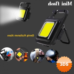 Mini 30 Ledli Mıknatıslı Anahtarlık Flash Kamp Lambası Askılı Kapak Açacaklı Şarjlı Fener