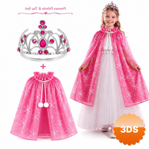 Masal Prensesi Pembe Pelerin Ve Taç Seti (85 Cm)