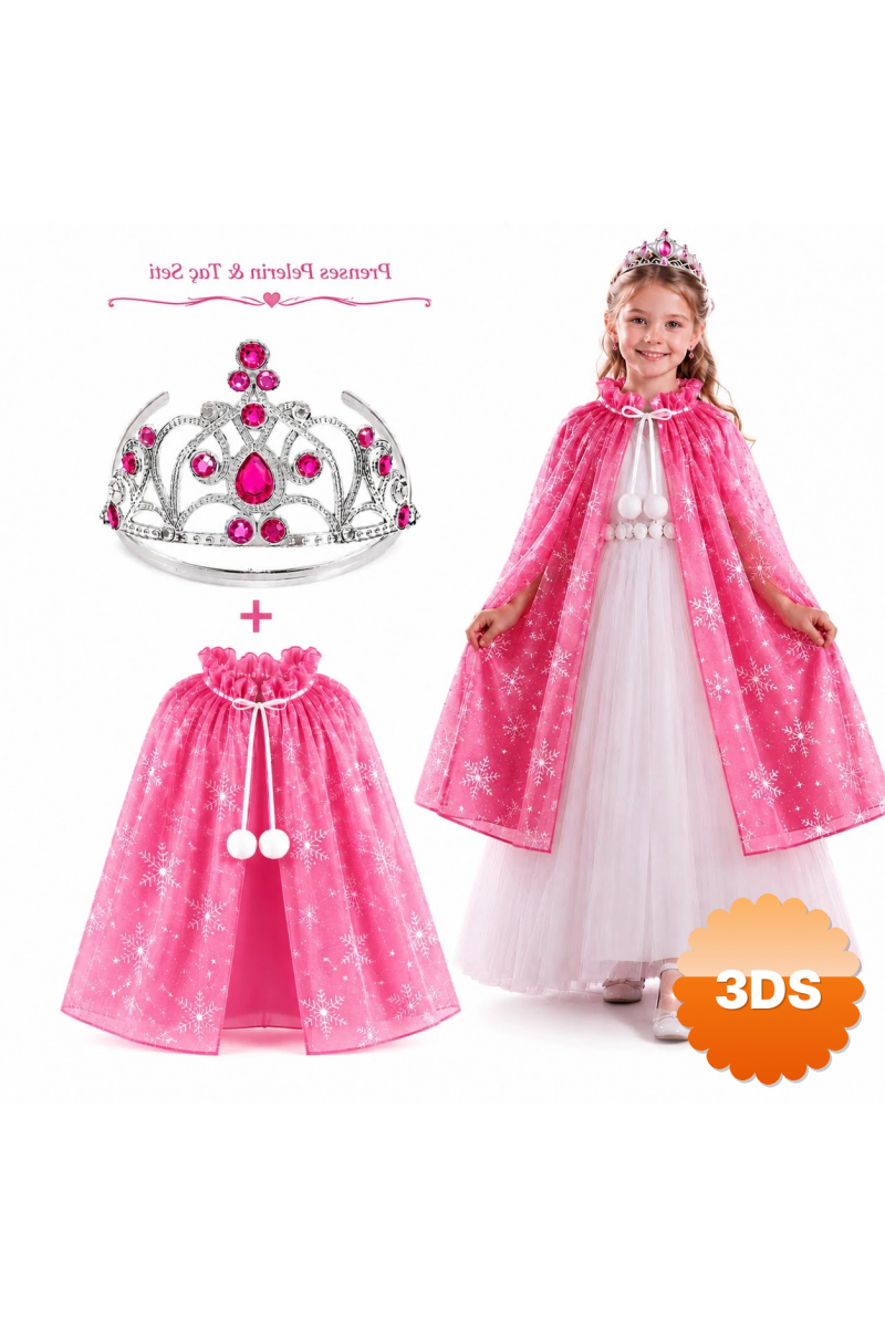 Masal Prensesi Pembe Pelerin Ve Taç Seti (85 Cm)