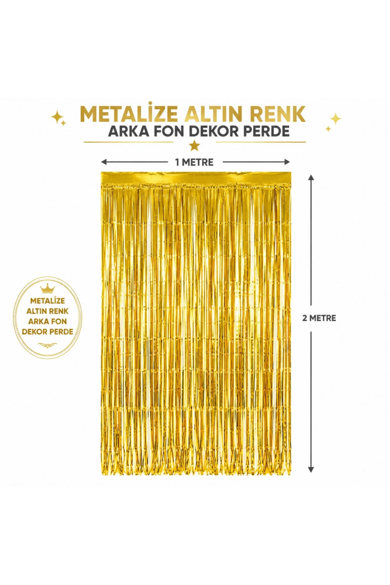 Gold Metalize Parti Perdesi 100x200 cm – Kapı ve Arka Fon Perdesi