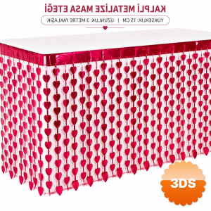 Kalpli Metalize Masa Eteği Kırmızı 75x300 Cm