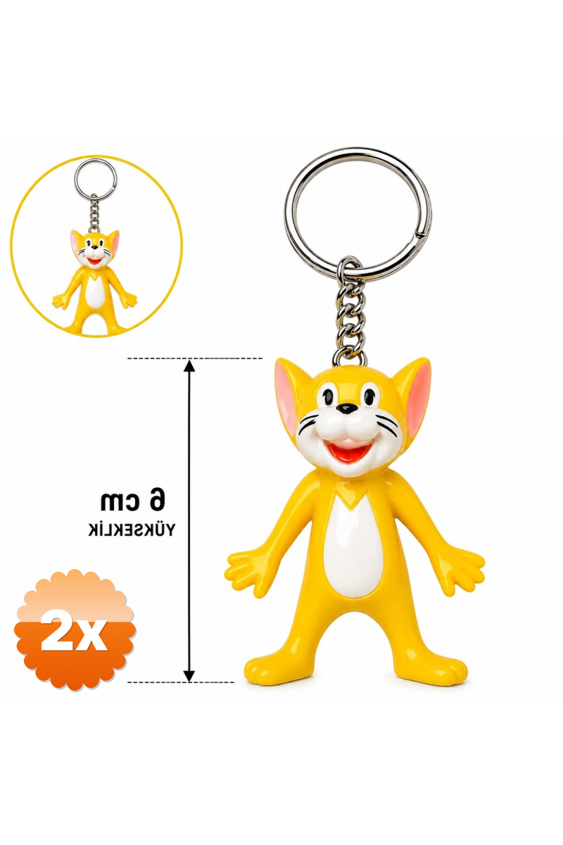 Sevimli Sarı Kedi Figürlü Anahtarlık 6 Cm
