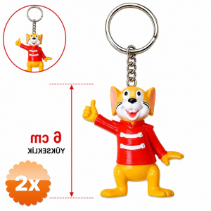 2 Adet Sevimli Kırmızı Fare Figürlü Anahtarlık 6 Cm
