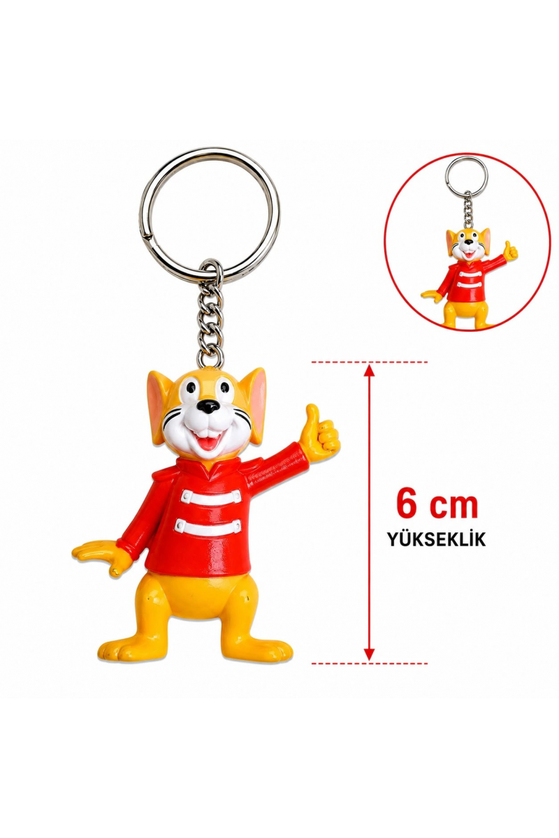 Sevimli Kırmızı Fare Figürlü Anahtarlık 6 Cm