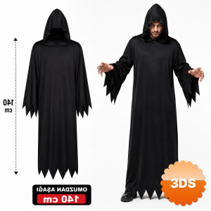 Yetişkin Siyah Kapüşonlu Cellat Hayalet Kostümü 140 Cm