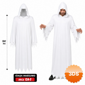 Yetişkin Beyaz Kapüşonlu Cellat Hayalet Kostümü 140 Cm