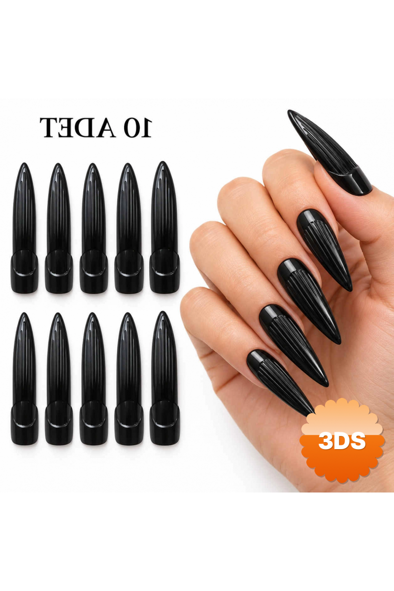 Siyah Plastik Cadı Takma Tırnak 10’lu Set