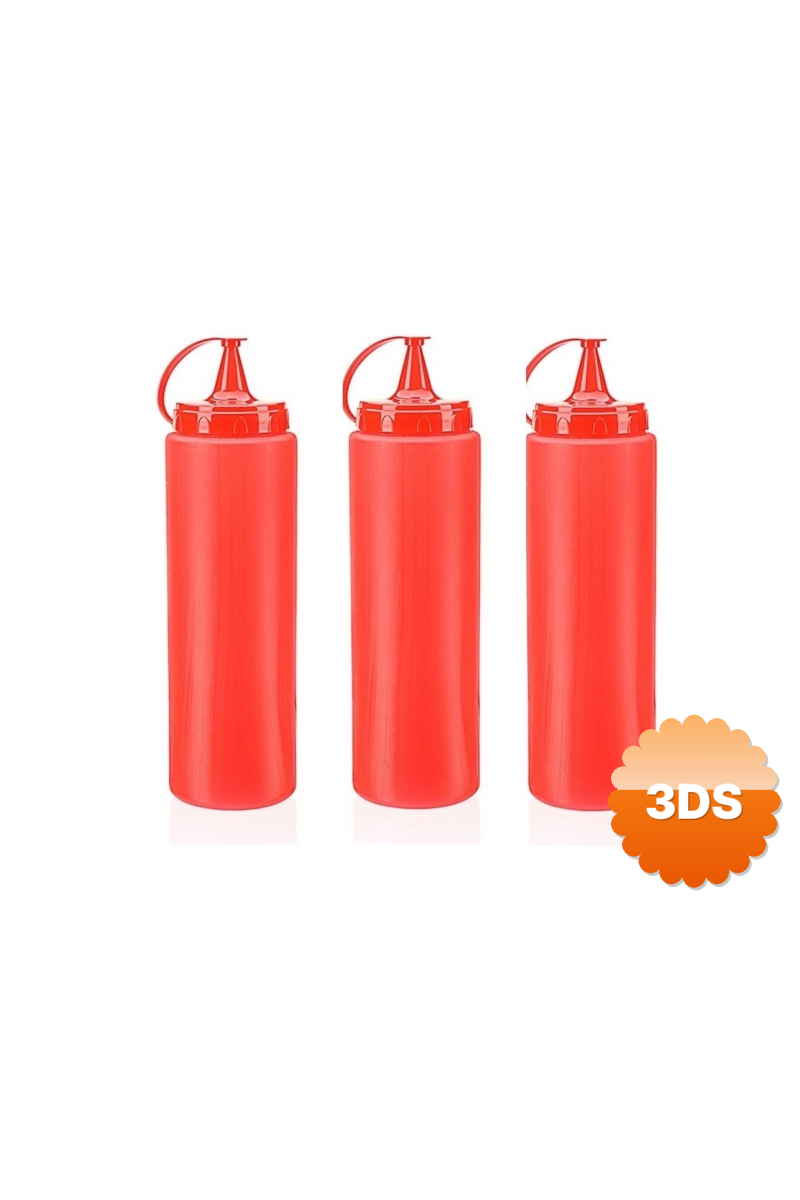 Ketçap Şişesi - 700ml Kırmızı 3 Adet