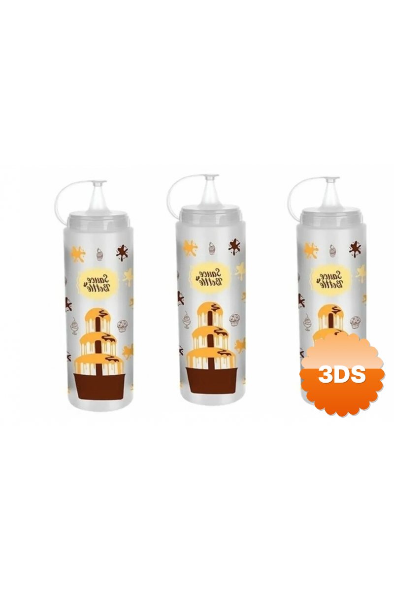 3 Adet Çikolata Sos Şişesi - Şeffaf - 700 Ml