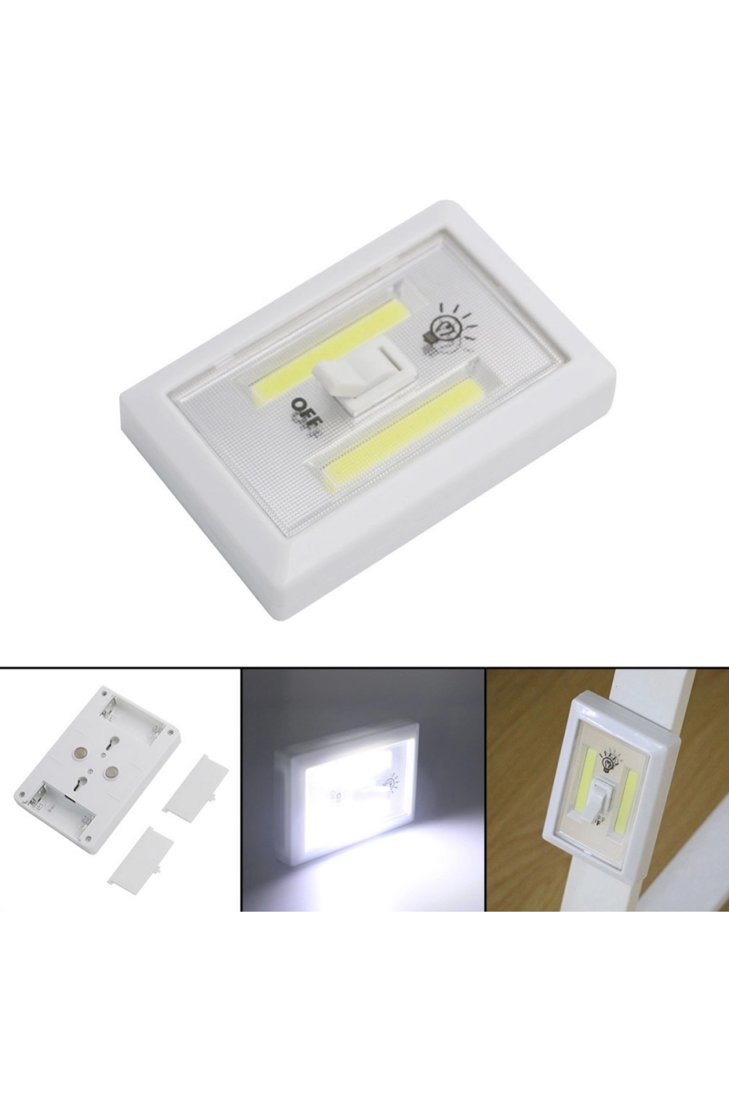 2 Ledli Pilli Lamba Anahtarlı Portatif Led Işık Mıknatıslı Yapışkanlı Dolap Duvar Işığı