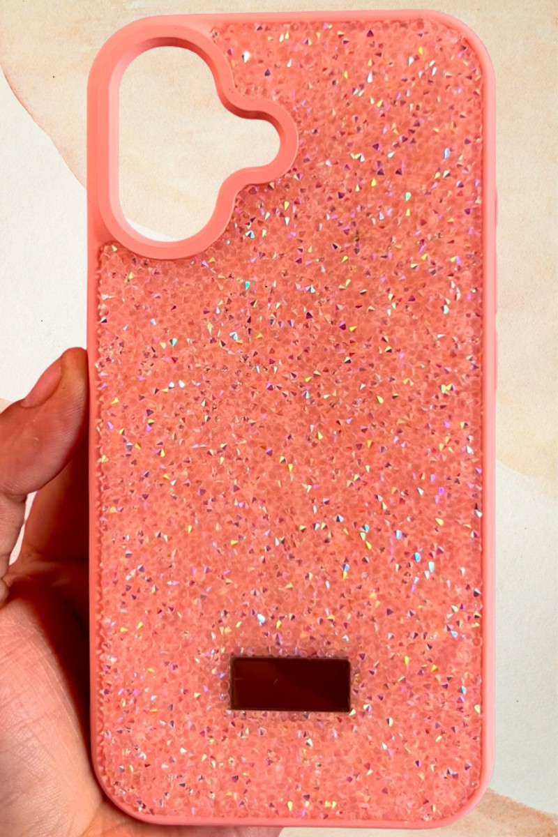 iPhone 16 Yıldız Tozu Premium Pembe Silikon Kılıf