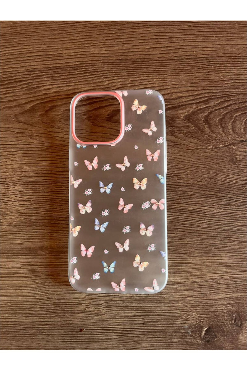iPhone 16 Pro Max Uyumlu Şeffaf Kelebek Desenli Silikon Telefon Kılıfı