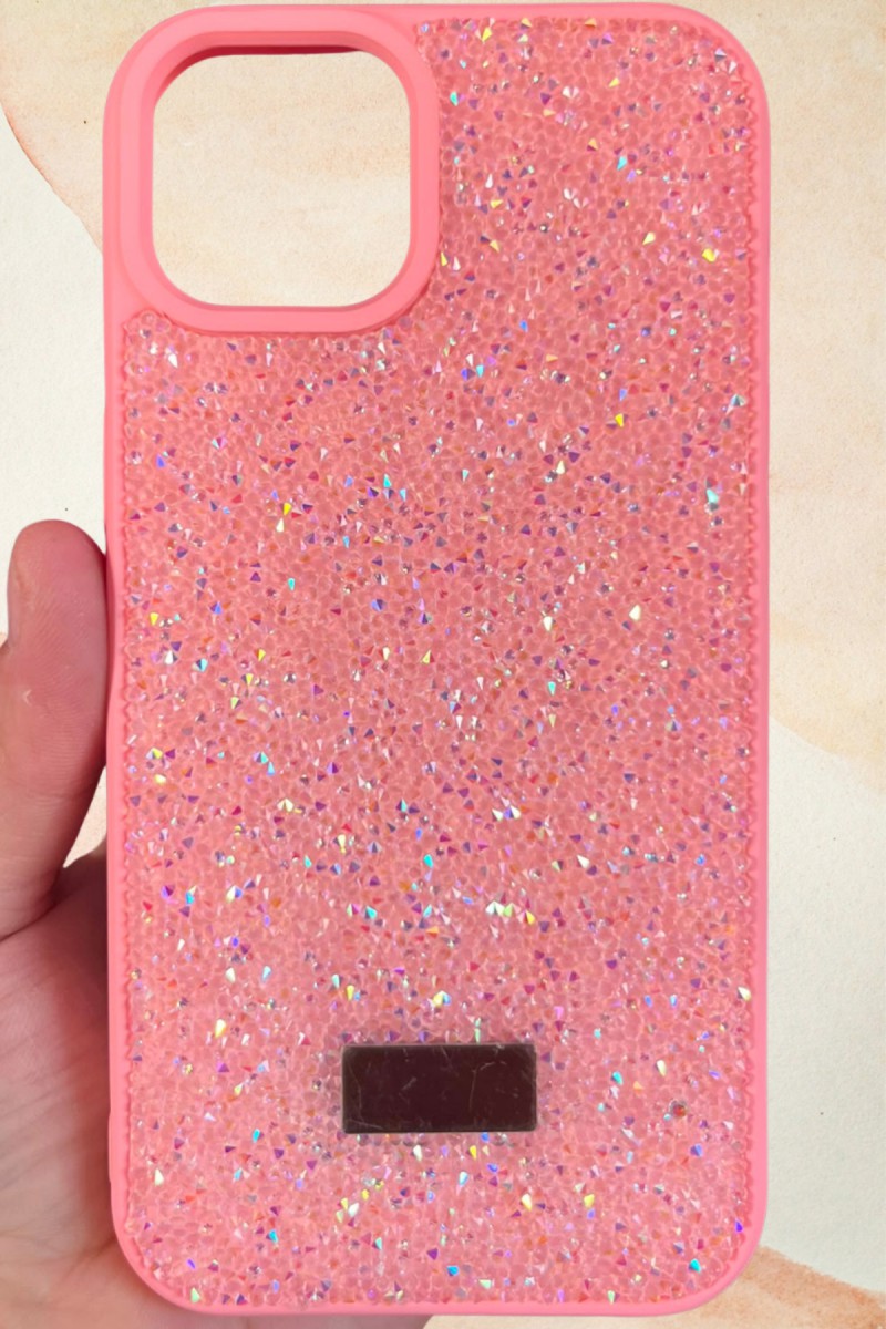 iPhone 13 / 14 Yıldız Tozu Premium Pembe Silikon Kılıf